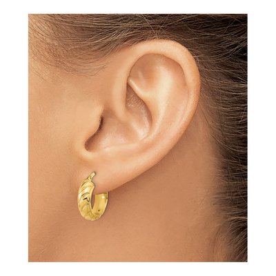 14K Yellow Gold 17mm Fancy Hoop Earrings – view 4