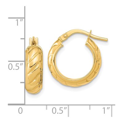 14K Yellow Gold 17mm Fancy Hoop Earrings – view 5