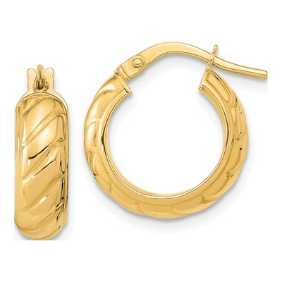 14K Yellow Gold 17mm Fancy Hoop Earrings