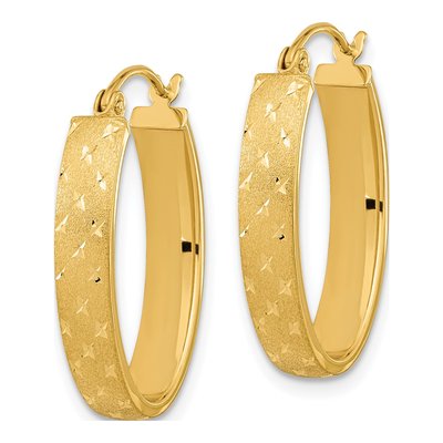 14K Yellow Gold Diamond-Cut Hoop Earrings – view 3
