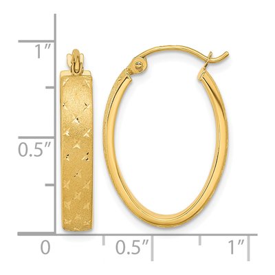 14K Yellow Gold Diamond-Cut Hoop Earrings – view 5