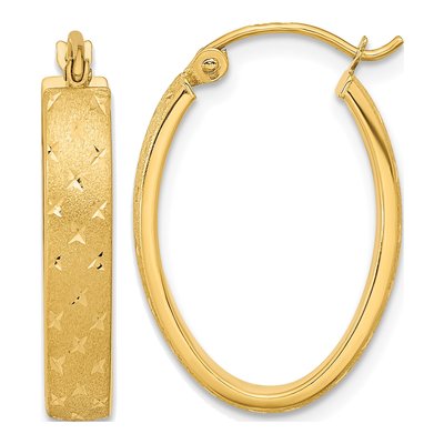 14K Yellow Gold Diamond-Cut Hoop Earrings