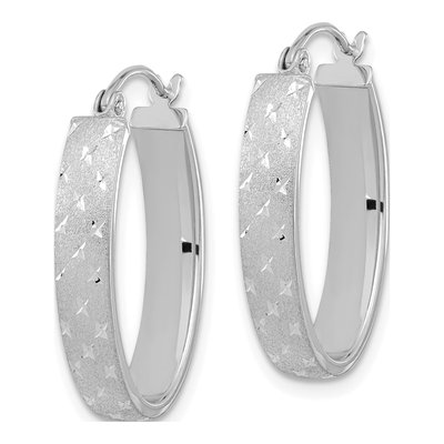 14K White Gold Diamond-Cut Hoop Earrings – view 2