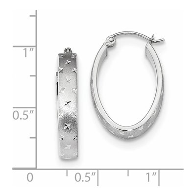 14K White Gold Diamond-Cut Hoop Earrings – view 4