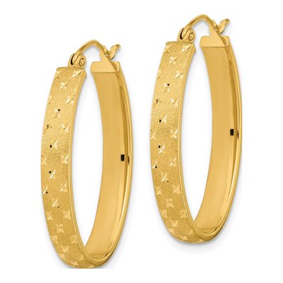 14K Yellow Gold Diamond-Cut Hoop Earrings – view 3