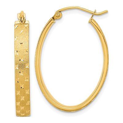 14K Yellow Gold Diamond-Cut Hoop Earrings