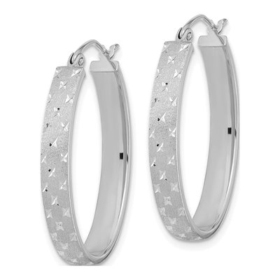 14K White Gold Diamond-Cut Hoop Earrings – view 3