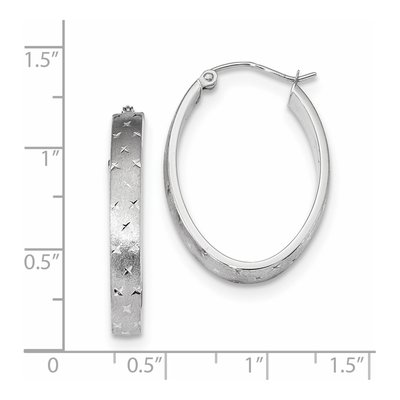 14K White Gold Diamond-Cut Hoop Earrings – view 5