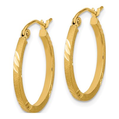 14K Yellow Gold Diamond-Cut Hoop Earrings – view 2