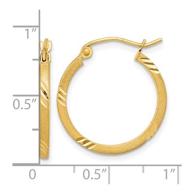 14K Yellow Gold Diamond-Cut Hoop Earrings – view 4