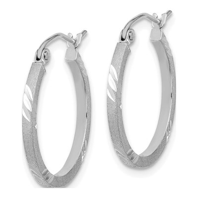 14K White Gold Diamond-Cut Square Tube Hoop Earrings – view 3