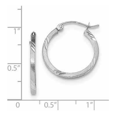 14K White Gold Diamond-Cut Square Tube Hoop Earrings – view 5