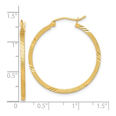 14K Yellow Gold Diamond-Cut Square Tube Hoop Earrings – view 5