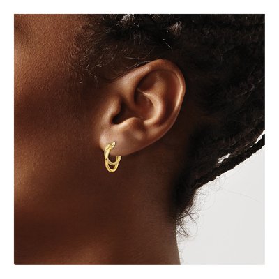 14K Yellow Gold Diamond-Cut Hoop Earrings – view 4