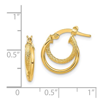 14K Yellow Gold Diamond-Cut Hoop Earrings – view 5