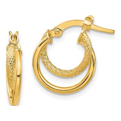 14K Yellow Gold Diamond-Cut Hoop Earrings