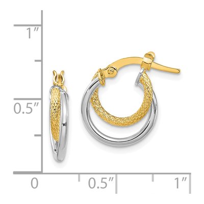 14K Two-Tone Gold Diamond-Cut Hoop Earrings – view 5