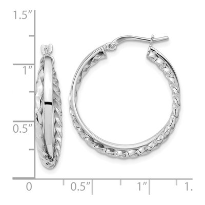 14K White Gold 25mm Textured Hoop Earrings – view 5