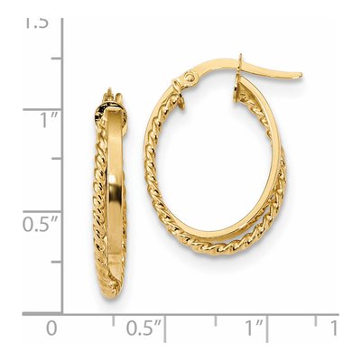 14K Yellow Gold Oval Hoop Earrings – view 2