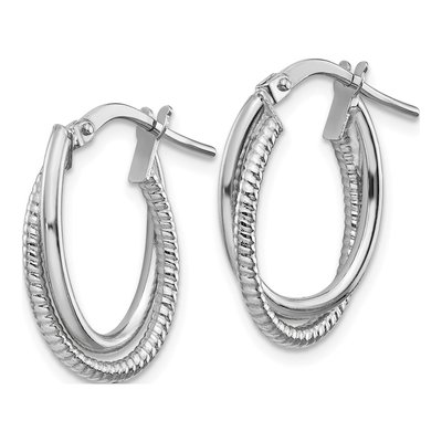 14K White Gold Double Oval Hoop Earrings – view 3