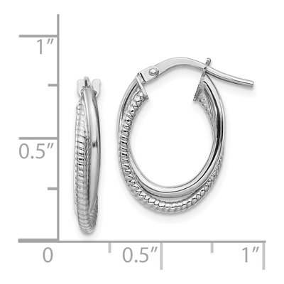 14K White Gold Double Oval Hoop Earrings – view 5
