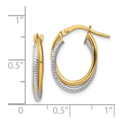 14K Two-Tone Gold Double Oval Hoop Earrings – view 5