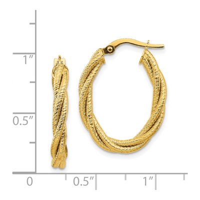 14K Yellow Gold 25mm Twisted Oval Hoop Earrings – view 5