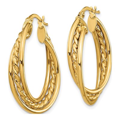 14K Yellow Gold 29mm Twisted Rope Hoop Earrings – view 3