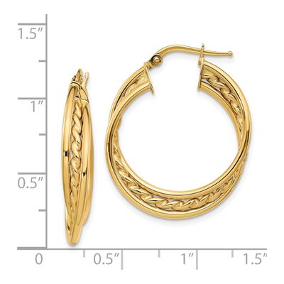 14K Yellow Gold 29mm Twisted Rope Hoop Earrings – view 4