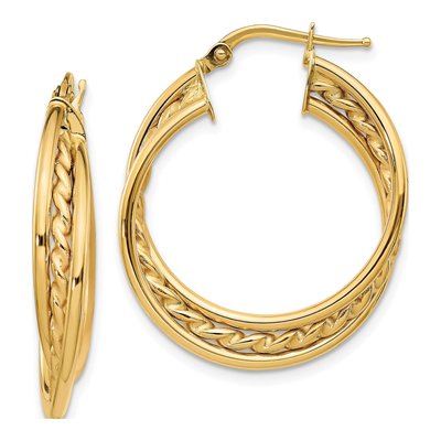 14K Yellow Gold 29mm Twisted Rope Hoop Earrings