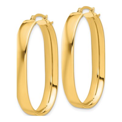 14K Yellow Gold Oval Tube Hoop Earrings – view 2
