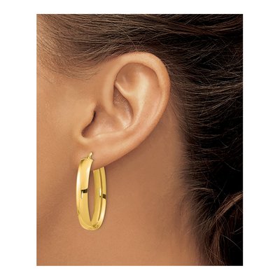 14K Yellow Gold Oval Tube Hoop Earrings – view 3