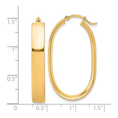 14K Yellow Gold Oval Tube Hoop Earrings – view 4
