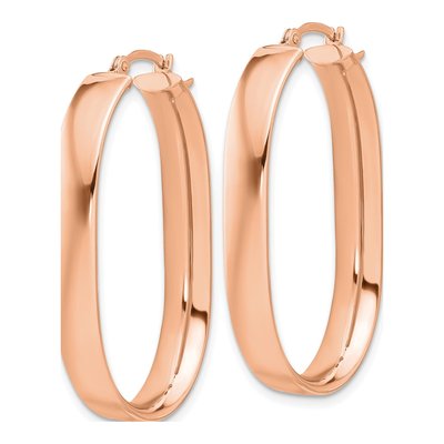 14K Rose Gold Oval Tube Hoop Earrings – view 3