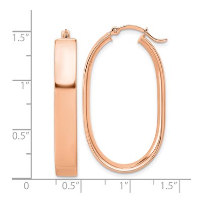 14K Rose Gold Oval Tube Hoop Earrings – view 5