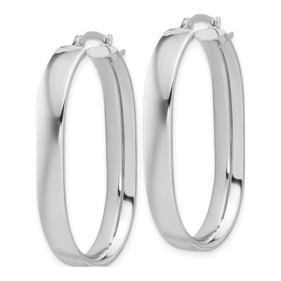 14K White Gold Oval Tube Hoop Earrings – view 2