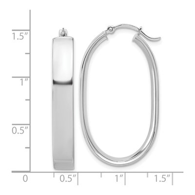 14K White Gold Oval Tube Hoop Earrings – view 4
