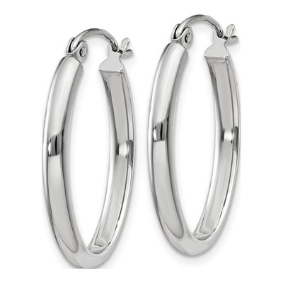 14K White Gold Oval Tube Hoop Earrings – view 3