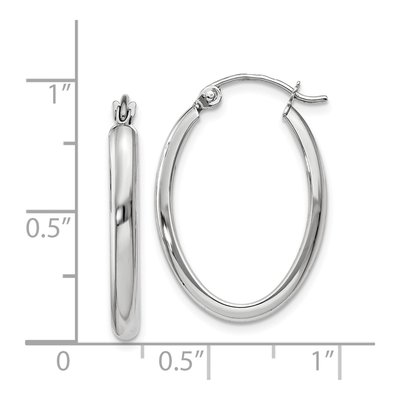 14K White Gold Oval Tube Hoop Earrings – view 5