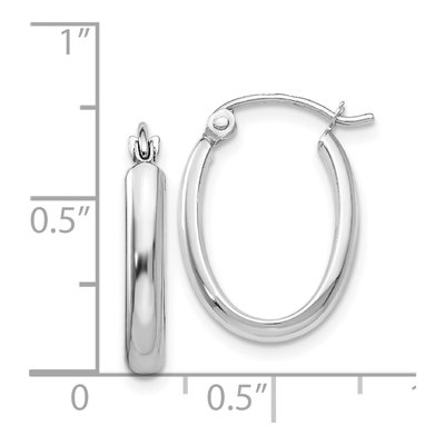 14K White Gold Oval Tube Hoop Earrings – view 5