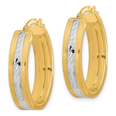 14K Yellow Gold 23mm Diamond-Cut Hoop Earrings – view 3