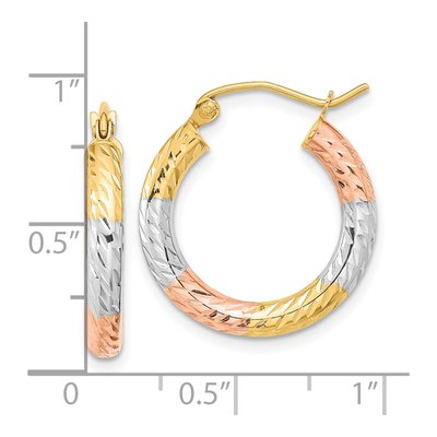 14K Yellow Gold Diamond-Cut Hoop Earrings – view 5