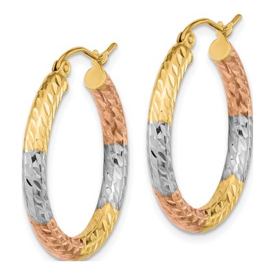 14K Yellow Gold Diamond-Cut Hoop Earrings – view 2