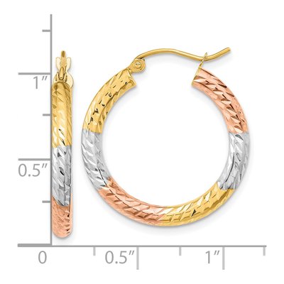14K Yellow Gold Diamond-Cut Hoop Earrings – view 4