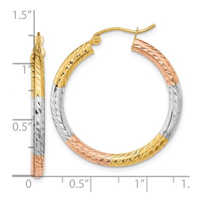 14K Yellow Gold Diamond-Cut Hoop Earrings – view 5