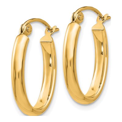 14K Yellow Gold Oval Tube Hoop Earrings – view 2