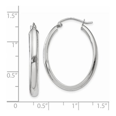 14K White Gold Oval Tube Hoop Earrings – view 5