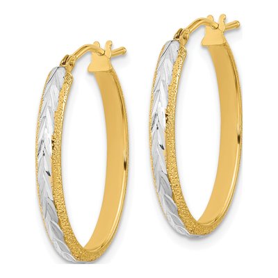 14K Yellow Gold 28mm Diamond-Cut Hoop Earrings – view 3