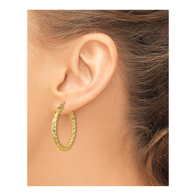 14K Yellow Gold 32mm Twisted Hoop Earrings – view 4