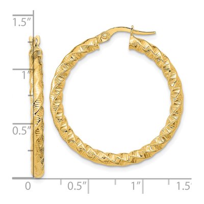 14K Yellow Gold 32mm Twisted Hoop Earrings – view 5